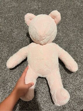 Plush Handmade Pink Textured Bear Stuffed Toy - Soft Comfort for Kids